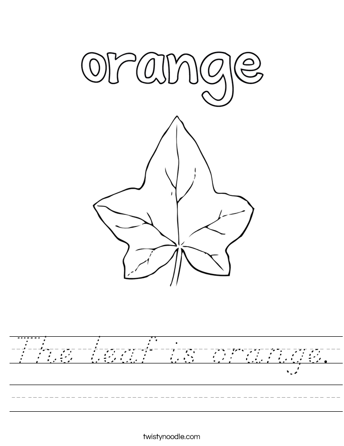 The leaf is orange. Worksheet