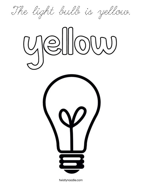 The light bulb is yellow. Coloring Page