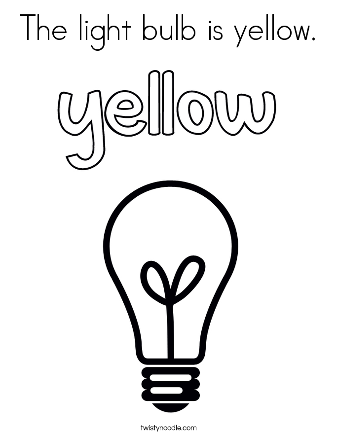 The light bulb is yellow. Coloring Page