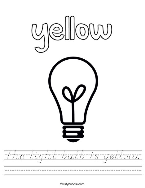 The light bulb is yellow. Worksheet