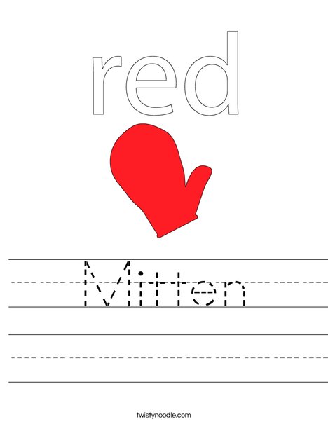 The mitten is red. Worksheet