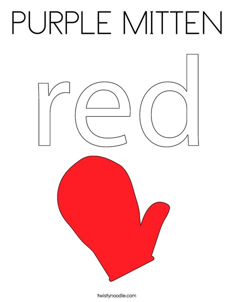 The mitten is red. Coloring Page