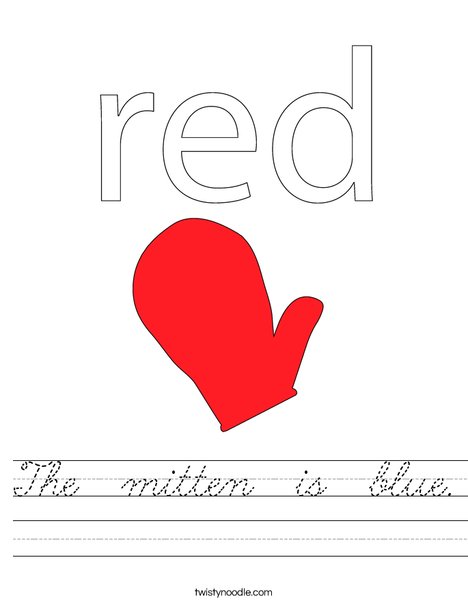 The mitten is red. Worksheet