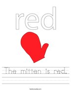 The mitten is red Handwriting Sheet