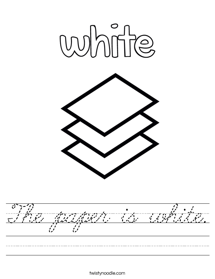The paper is white. Worksheet