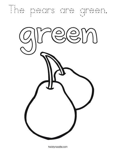 The pears are green Coloring Page - Tracing - Twisty Noodle