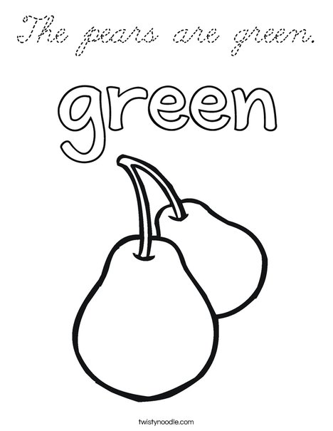 The pears are green. Coloring Page
