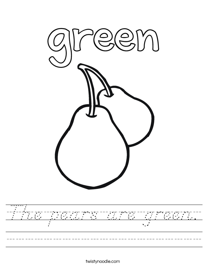 The pears are green. Worksheet