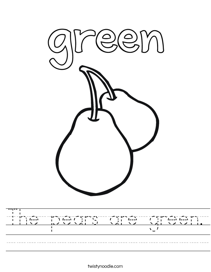 the pears are green worksheet twisty noodle