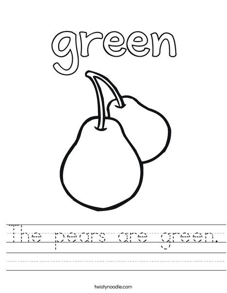 The pears are green. Worksheet
