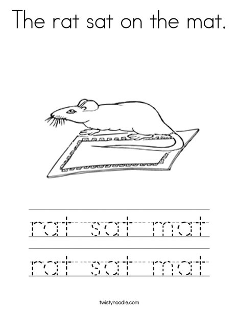 The rat sat on the mat. Coloring Page