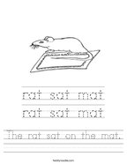 The rat sat on the mat Handwriting Sheet