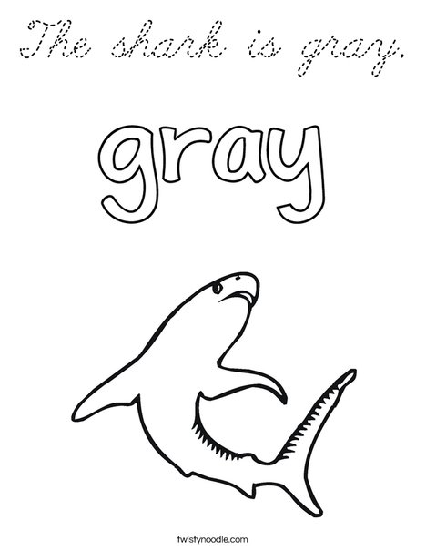The shark is gray. Coloring Page