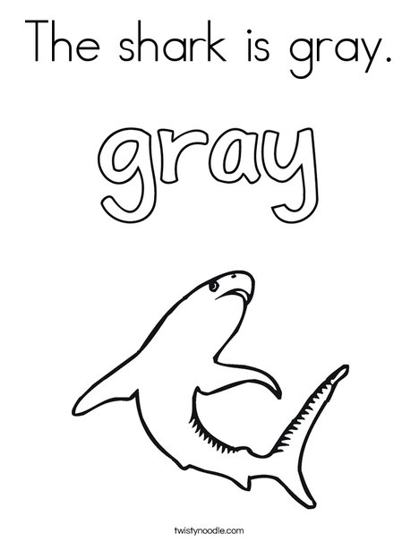 The shark is gray. Coloring Page