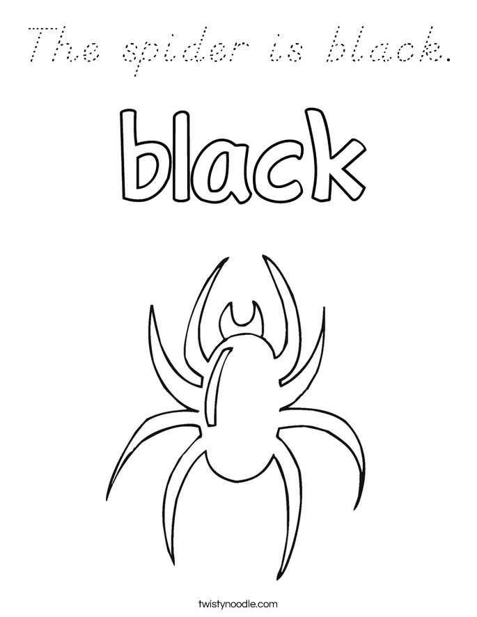 The spider is black. Coloring Page
