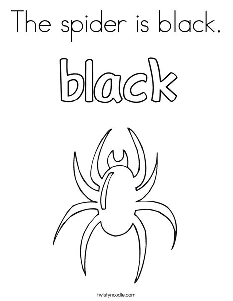 The spider is black. Coloring Page