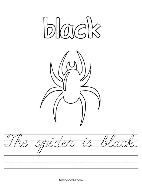The spider is black. Worksheet