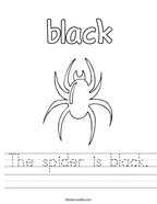The spider is black Handwriting Sheet