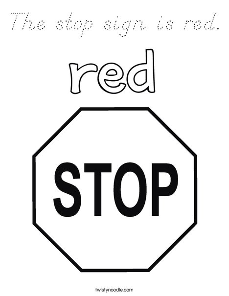 the stop sign is red coloring page dnealian twisty noodle