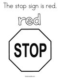 The stop sign is red Coloring Page