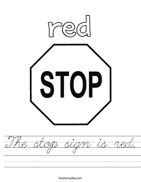 The stop sign is red. Worksheet