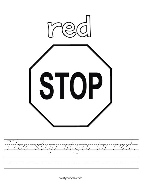 The stop sign is red. Worksheet