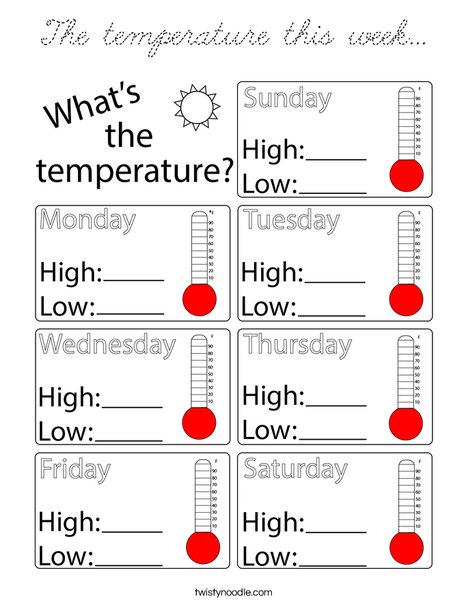 The temperature this week... Coloring Page