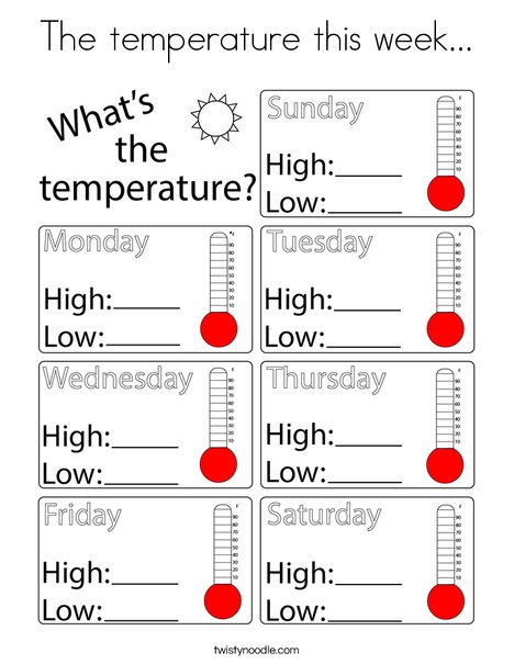 The temperature this week... Coloring Page