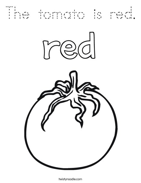 The tomato is red. Coloring Page
