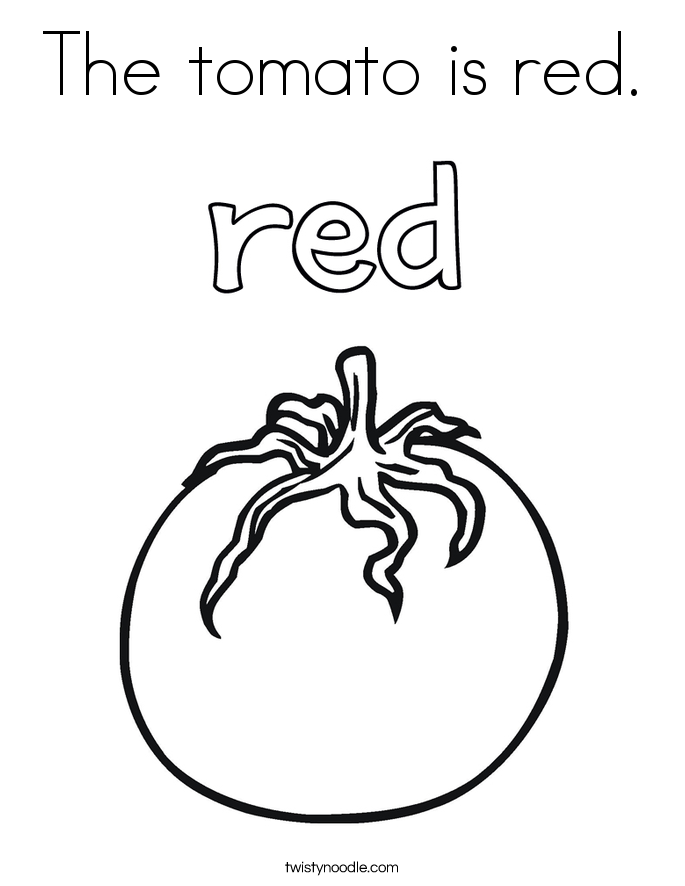 The tomato is red. Coloring Page