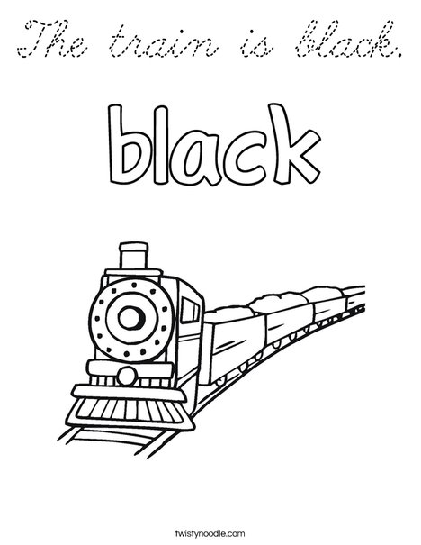 The train is black. Coloring Page