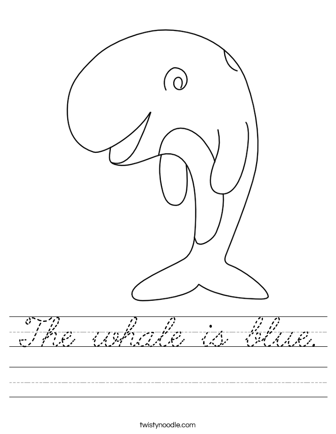 The whale is blue. Worksheet