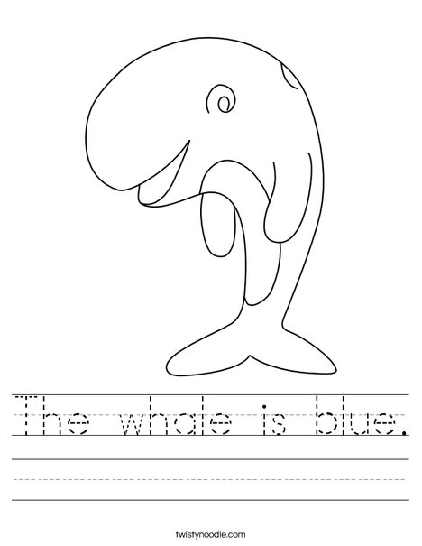 The whale is blue. Worksheet