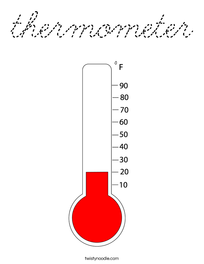 thermometer Coloring Page - Cursive - Twisty Noodle