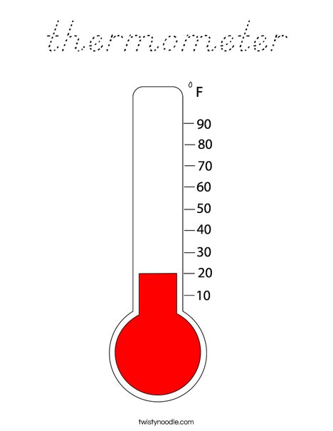thermometer Coloring Page - D'Nealian - Twisty Noodle