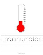 thermometer Handwriting Sheet