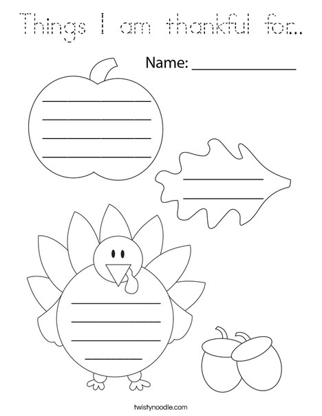 Things I am thankful for... Coloring Page