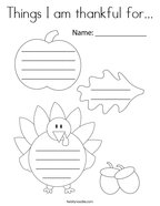 Things I am thankful for Coloring Page