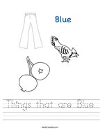 Things that are Blue Handwriting Sheet