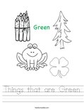Things that are Green Worksheet