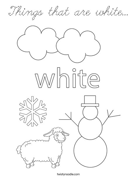 Things that are white... Coloring Page