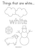Things that are white... Coloring Page