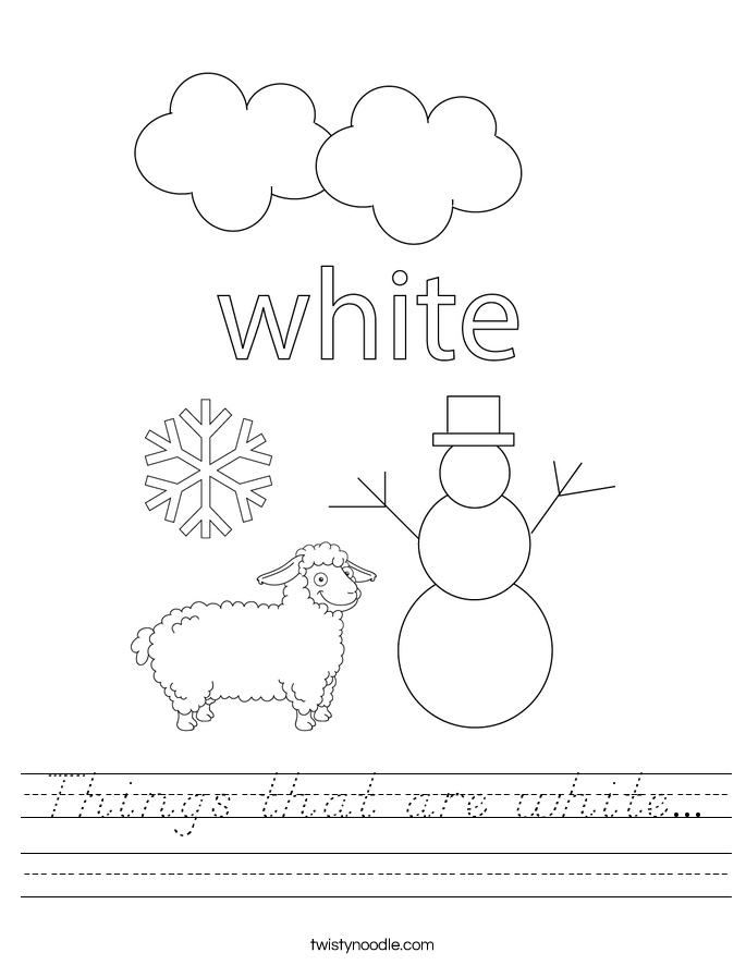 Things that are white... Worksheet