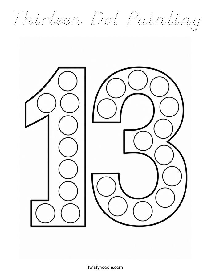 Thirteen Dot Painting Coloring Page