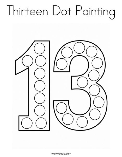 Thirteen Dot Painting Coloring Page