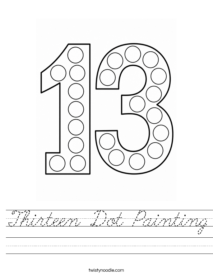 Thirteen Dot Painting Worksheet