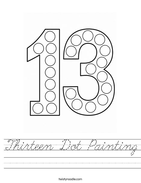 Thirteen Dot Painting Worksheet