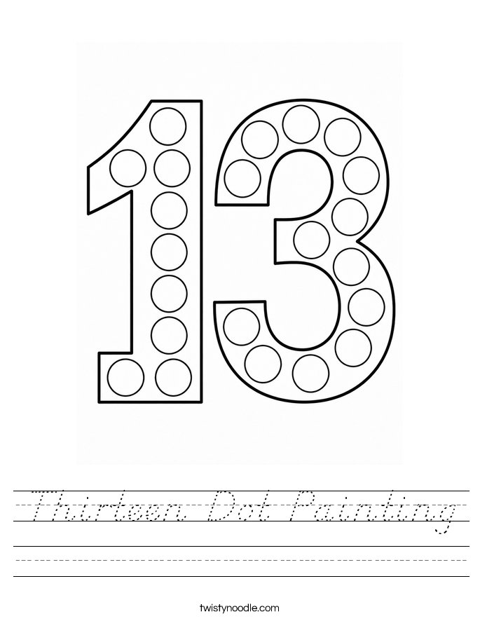 Thirteen Dot Painting Worksheet