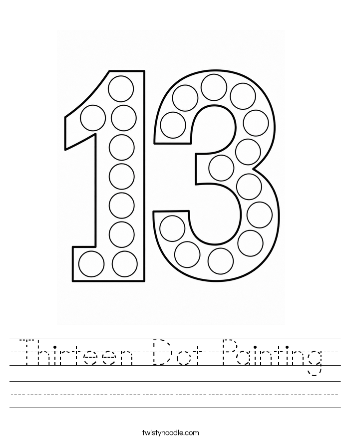 Thirteen Dot Painting Worksheet
