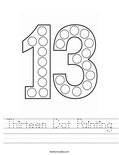 Thirteen Dot Painting Worksheet